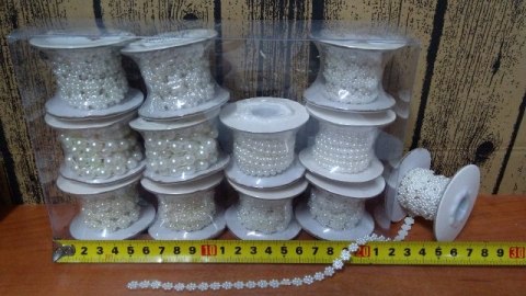 Tasiemki 12szt. perłowe BIAŁE 150cm | WSP-0846 Tasiemki 12szt. perłowe BIAŁE 150cm | WSP-0846