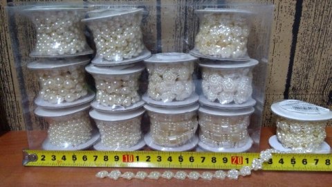 Tasiemki 12szt. perłowe ECRU 150cm | WSP-0877 Tasiemki 12szt. perłowe ECRU 150cm | WSP-0877