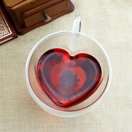 Szklanki termiczne podwójne szkło serce 240ml do kawy LATTE LONG zestaw 6szt . SZK18