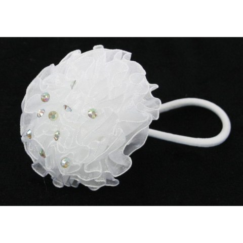 Gumki do włosów pompon + cyrkonie białe 10szt. G7905 Gumki do włosów pompon + cyrkonie białe 10szt. G7905