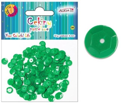 Cekiny 12szt pastelowe C. ZIELONE 8mm 10g | WMT-106 Cekiny 12szt pastelowe C. ZIELONE 8mm 10g | WMT-106