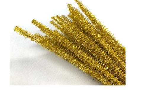 Druciki pluszowe giętkie 6mm dł 30cm. 30szt złote DPK-01 Druciki pluszowe giętkie 6mm dł 30cm. 30szt złote DPK-01