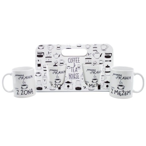 Komplet dwóch kubków w ozdobnym opakowaniu "Poranna kawa tylko z żona, "Poranna kawa tylko z mężem" Komplet dwóch kubków w ozdobnym opakowaniu "Poranna kawa tylko z żona, "Poranna kawa tylko z mężem"