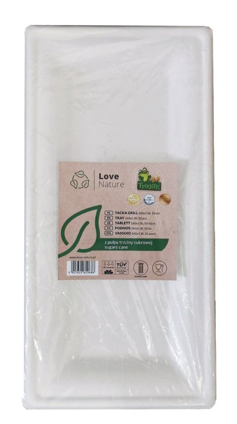 Tacki z trzciny cukrowej pulpa bio 26x16cm biały 12szt. | 0817 Tacki z trzciny cukrowej pulpa bio 26x16cm biały 12szt. | 0817