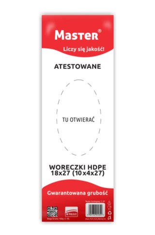 Woreczki torebki HDPE 18x27 (10x4x27) cm Atestowane MASTER S181