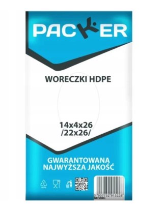 Woreczki torebki HDPE 22x26 (14x4x26) cm Atestowane PACKER