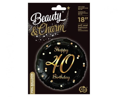 Balon foliowy B&C Happy 40 Birthday, czarny, nadruk złoty, 18" FG-O40Z Balon foliowy B&C Happy 40 Birthday, czarny, nadruk złoty, 18" FG-O40Z