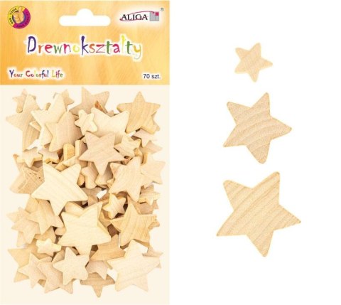 Drewniane gwiazdki mix op.70szt CDX-4019 Drewniane gwiazdki mix op.70szt CDX-4019