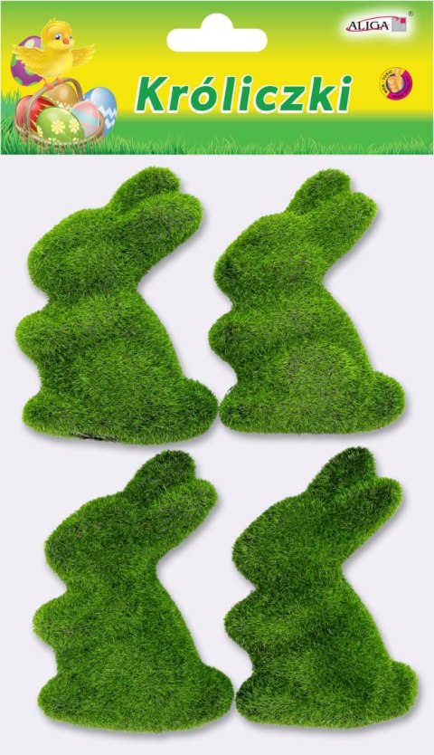 Króliczki flokowane dekoracyjne, wys. 8cm, op. 4szt. WPK-4758 Króliczki flokowane dekoracyjne, wys. 8cm, op. 4szt. WPK-4758