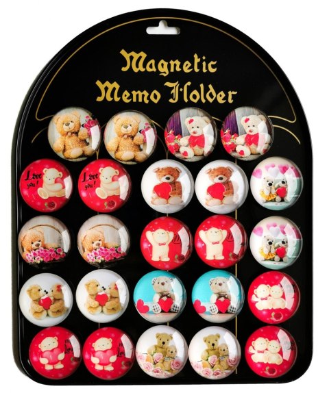 Magnesy misie z sercem / różą 24szt. | MG-7639 Magnesy misie z sercem / różą 24szt. | MG-7639
