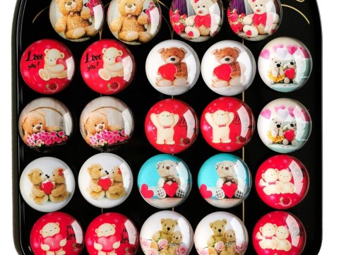 Magnesy misie z sercem / różą 24szt. | MG-7639 Magnesy misie z sercem / różą 24szt. | MG-7639