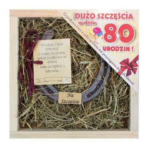 Podkowa na 80-te urodziny 15cm x 15cm x 3,5 cm Podkowa na 80-te urodziny 15cm x 15cm x 3,5 cm