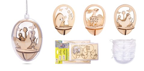 Zestaw jaj akrylowych z drewnokształtami 1op+5szt. rozm. 8cm | AZW-08 Zestaw jaj akrylowych z drewnokształtami 1op+5szt. rozm. 8cm | AZW-08