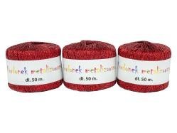 Kordonek metalizowany czerwony 2mm X50m 3szt. KOB-04 Kordonek metalizowany czerwony 2mm X50m 3szt. KOB-04