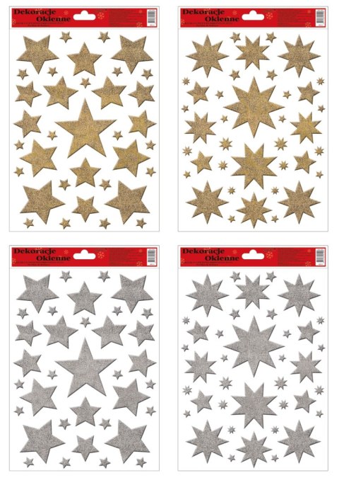 Witraż 20 X 30 gwiazdki złote / srebrne WB-21 / WXG-5003 Witraż 20 X 30 gwiazdki złote / srebrne WB-21 / WXG-5003