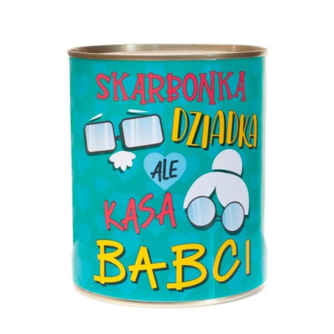 Skarbonka metalowa urodzinowa z napisem " Skarbonka DZIADKA ale kasa BABCI". 10x11.6 cm Skarbonka metalowa urodzinowa z napisem " Skarbonka DZIADKA ale kasa BABCI". 10x11.6 cm