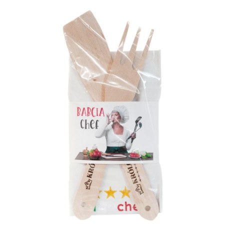 Zestaw prezentowy ściereczka kuchenna i łopatka / widelec "BABCIA CHEF" Zestaw prezentowy ściereczka kuchenna i łopatka / widelec "BABCIA CHEF"