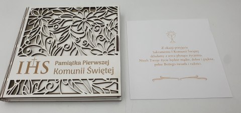 Kasetka kwadrat 16 x 16cm ażur biała KOMUNIA ŚW Kasetka kwadrat 16 x 16cm ażur biała KOMUNIA ŚW