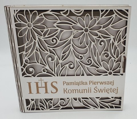 Kasetka kwadrat 16 x 16cm ażur biała KOMUNIA ŚW Kasetka kwadrat 16 x 16cm ażur biała KOMUNIA ŚW