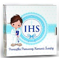 Kasetka kwadrat (życzenia + kopertka) 16 x 16cm KOMUNIA ŚW NIEBIESKA Kasetka kwadrat (życzenia + kopertka) 16 x 16cm KOMUNIA ŚW NIEBIESKA