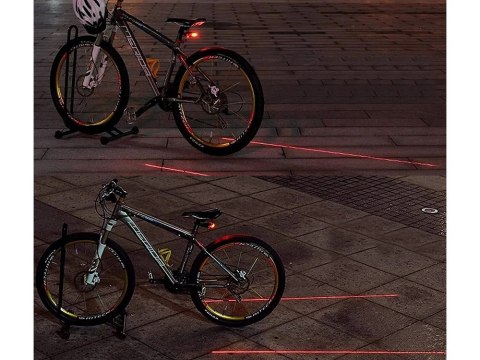 Lampka rowerowa tylna laserowa 5 led laser linia oświetlenie tylne drogi 14498