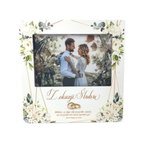 Ramka na zdjęcia 10 x 15cm dla Młodej Pary Ślub seria Kwiat Ecru 3310-KE Ramka na zdjęcia 10 x 15cm dla Młodej Pary Ślub seria Kwiat Ecru 3310-KE