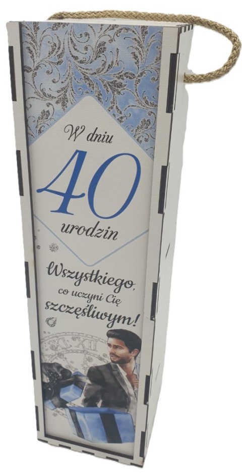 Skrzynka pudełko 33,5 x 9,5cm na butelkę alkoholu 40 Urodziny ELEGANT PAN 3311-EPN40 Skrzynka pudełko 33,5 x 9,5cm na butelkę alkoholu 40 Urodziny ELEGANT PAN 3311-EPN40