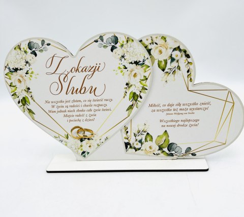 Stojak dwa serca DD kolor kwiat ECRU- Z okazji ślubu 3305-KE Stojak dwa serca DD kolor kwiat ECRU- Z okazji ślubu 3305-KE