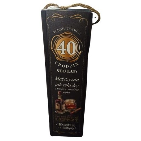 Skrzynka pudełko 33,5 x 9,5cm na butelkę alkoholu 40 Urodziny WHISKY 3311-WY40 Skrzynka pudełko 33,5 x 9,5cm na butelkę alkoholu 40 Urodziny WHISKY 3311-WY40
