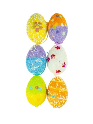 Jajka styropianowe kolorowe wzorzyste wys. 6 cm. 6 szt. WPJ-7507