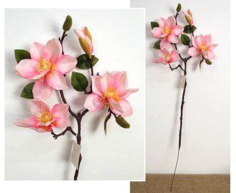 Kwiat MAGNOLIA wys. 73 cm (3 kwiaty 12 cm i 1 pąk) RÓŻOWA WA-088B Kwiat MAGNOLIA wys. 73 cm (3 kwiaty 12 cm i 1 pąk) RÓŻOWA WA-088B
