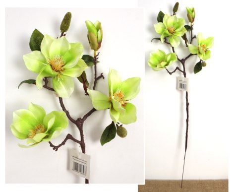 Kwiat MAGNOLIA wys. 73 cm (3 kwiaty 12 cm i 1 pąk) ZIELONA WA-088A Kwiat MAGNOLIA wys. 73 cm (3 kwiaty 12 cm i 1 pąk) ZIELONA WA-088A